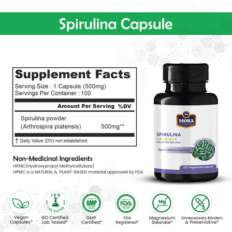 Capsules de spiruline pour l'énergie, l'immunité et le bien-être