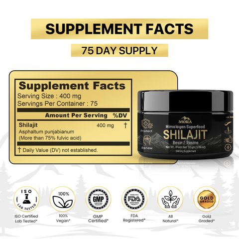 Pure Himalayan Shilajit Resin | 75%+ Fulvic Acid | Natural Energy, Stamina & Detox Support | Non-GMO & Heavy Metal-Free
